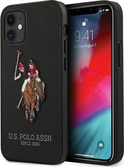 Чехол пластмассовый черный iPhone 12 mini с логотипом U.S. Polo Assn.