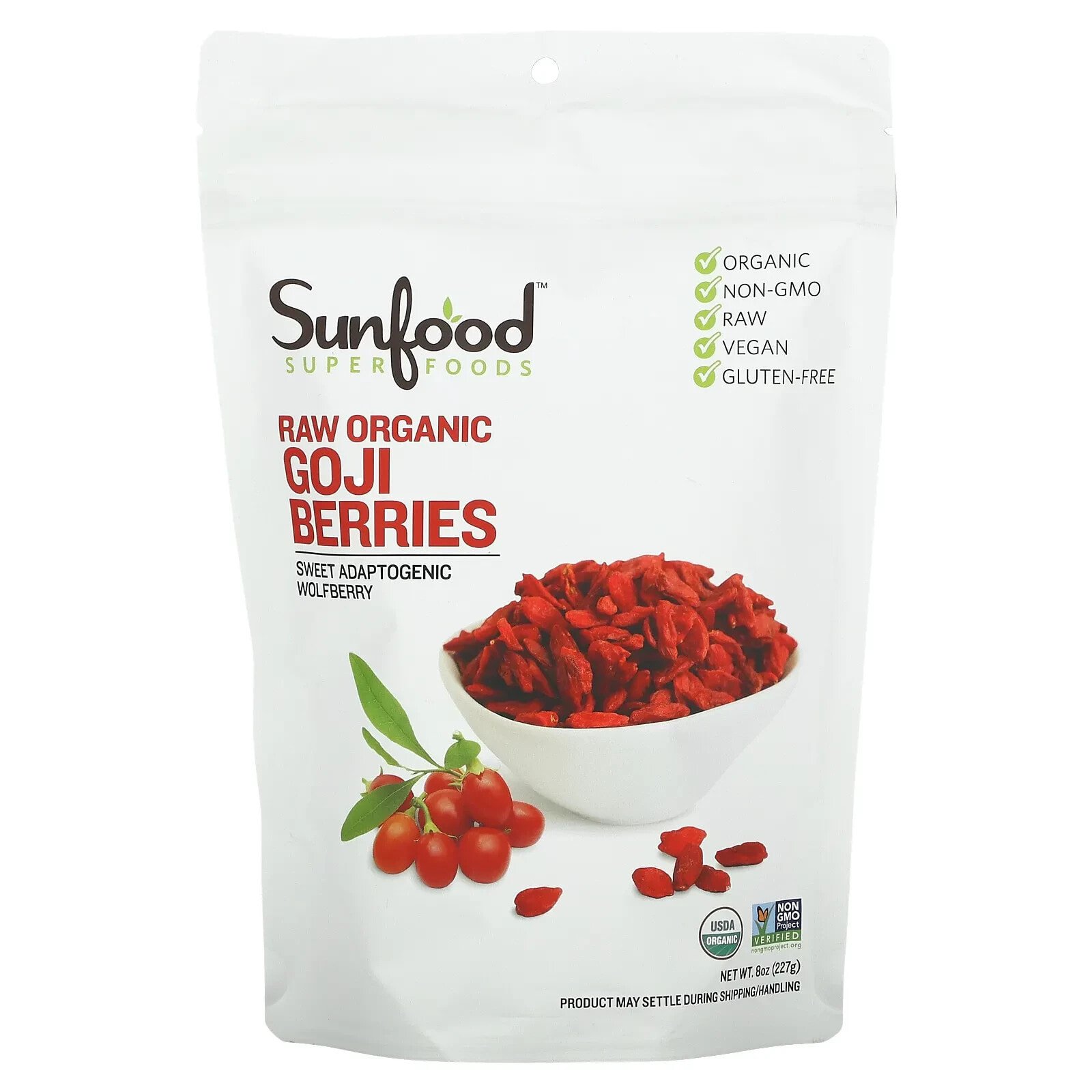 Sunfood, Органика, Высушенные на солнце ягоды годжи, 1 фунт (454 г)