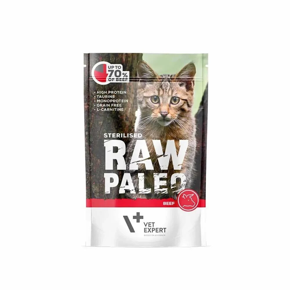 RAW PALEO Adult sterilised beef wet cat food 100g