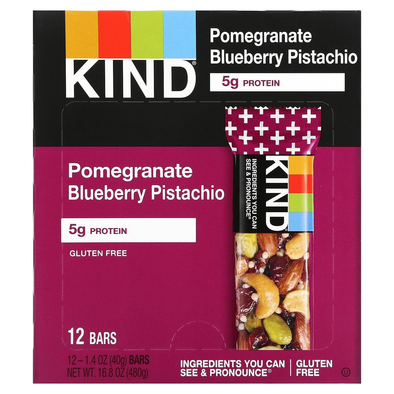 Pomegranate Blueberry Pistachio, 12 Bars, 1.4 oz (40 g) Each