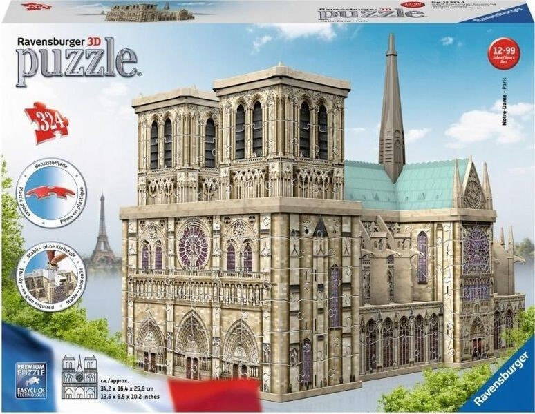 3D Пазл Ravensburger, 324 деталей Katedra Notre Dame