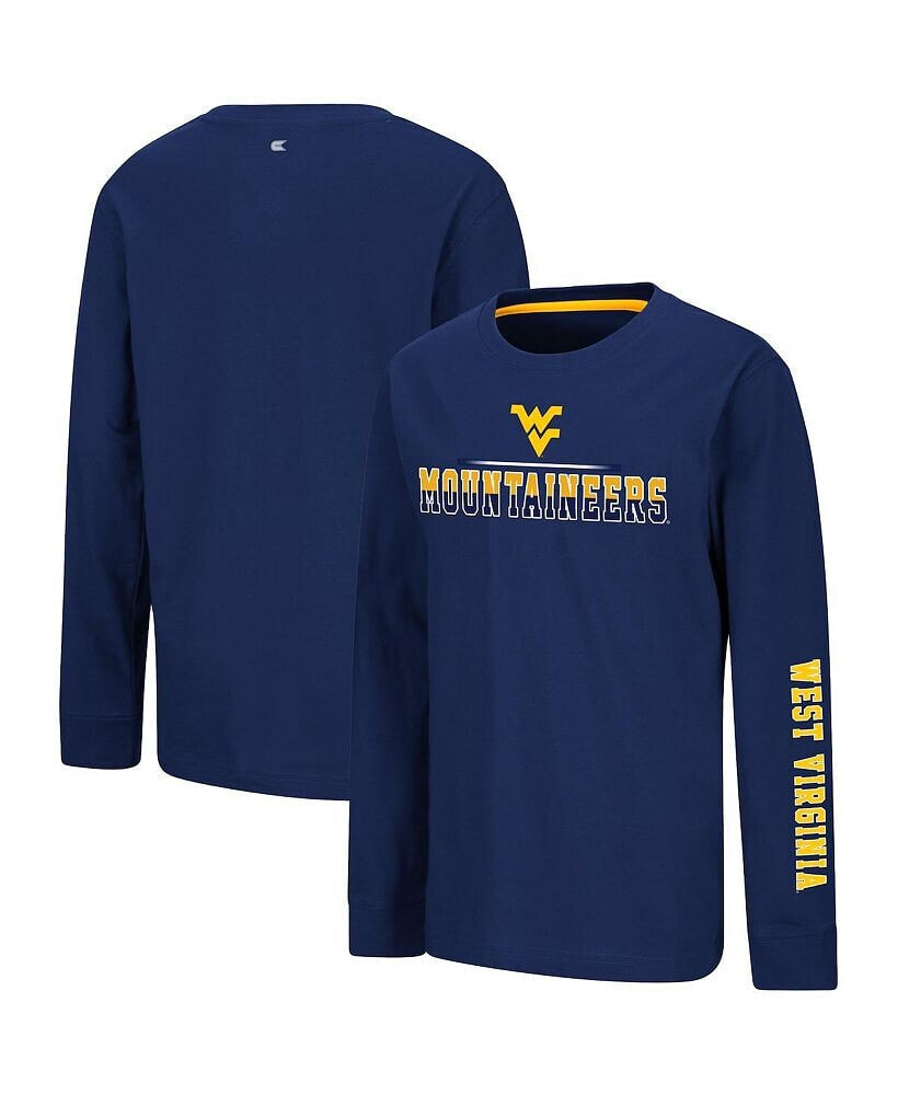 Colosseum big Boys Navy West Virginia Mountaineers Two-Hit Long Sleeve T-shirt