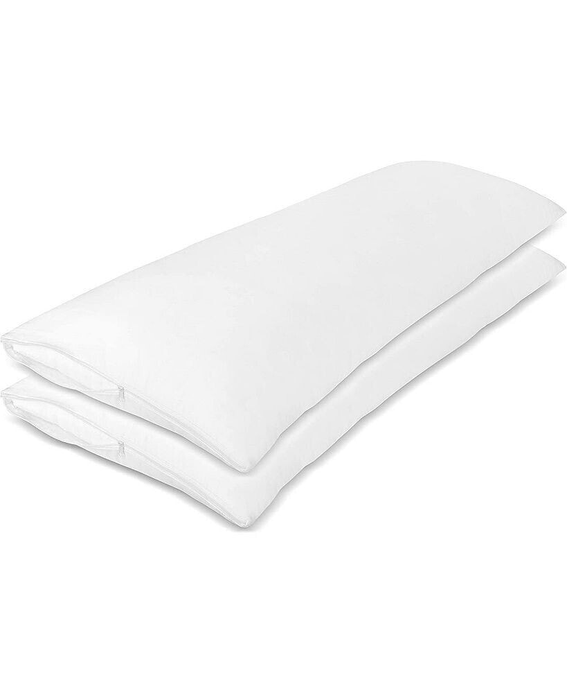 Circles Home 100% Cotton Breathable Body Pillow Protector - White