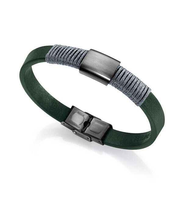 Мужской кожаный браслет зеленый со стальной деталью  Viceroy 75240P01016