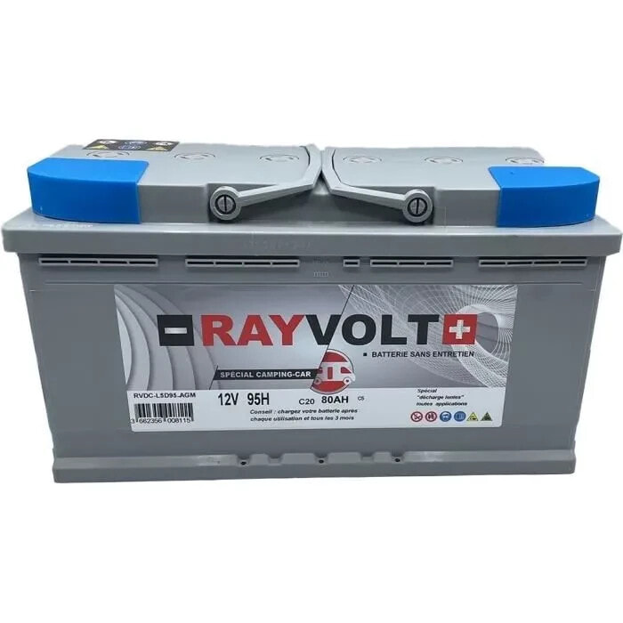 Batterie mit langsamer Entladung - RAYVOLT - RVDC-L5D95-AGM - 12V 95AH (C20) / 80AH (C5) - 26 kg - 352x175x190 mm