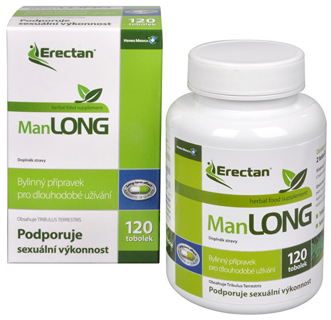 Herbo Medica Erectan Manlong Растительная пищевая добавка для повышения мужского либидо 120 капсул