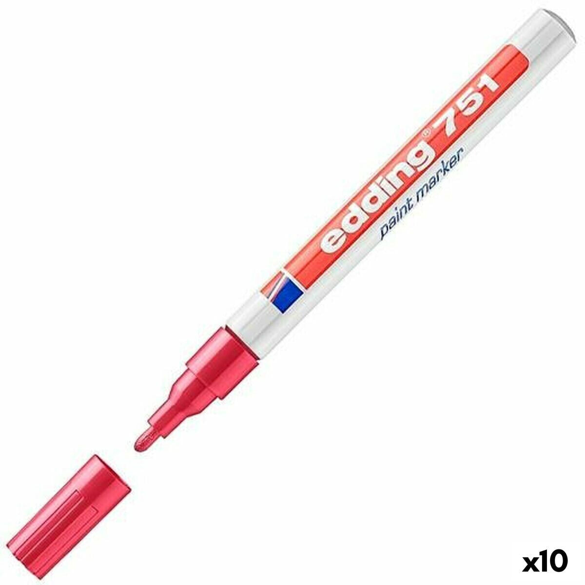 Постоянный маркер Edding 751 Красный (10 штук)