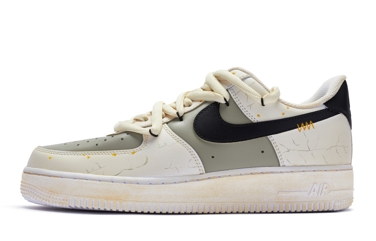 【定制球鞋】 Nike Air Force 1 Low BIGNIU 病态编织 情绪 手绘喷绘 低帮 板鞋 GS 米灰黑 / Кроссовки Nike Air Force 1 Low BIGNIU GS DH2920-111