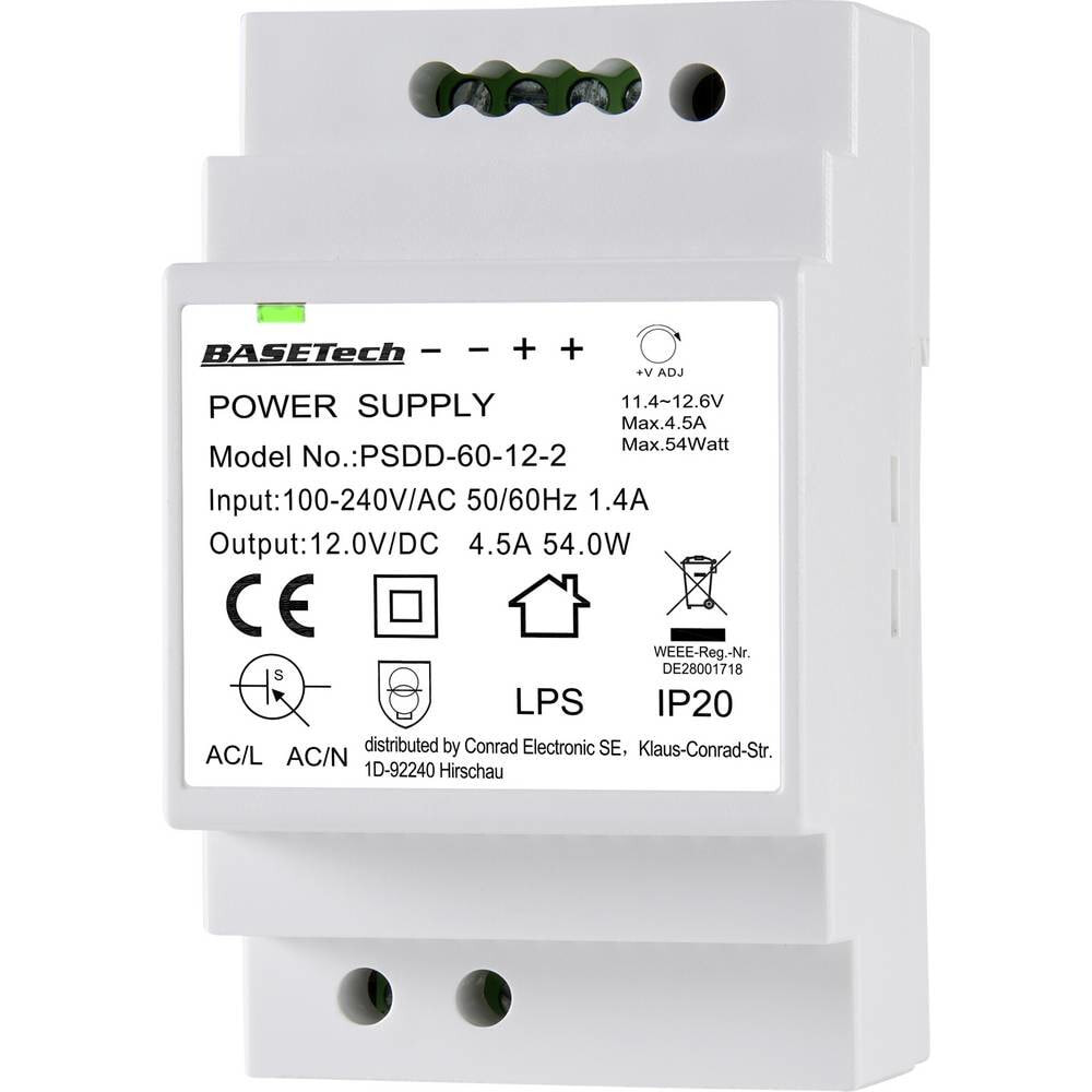 BASETech PSDD-60-12-2 трансформатор питания Белый BT-2250320