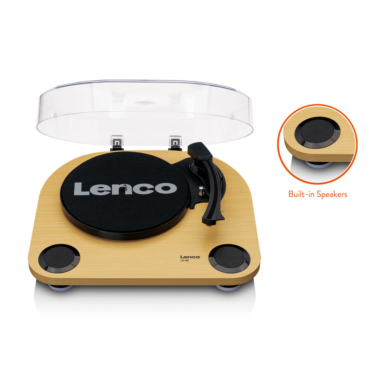 Lenco LS-40WD record player wood with LS RCA output 33 and 45 rpm