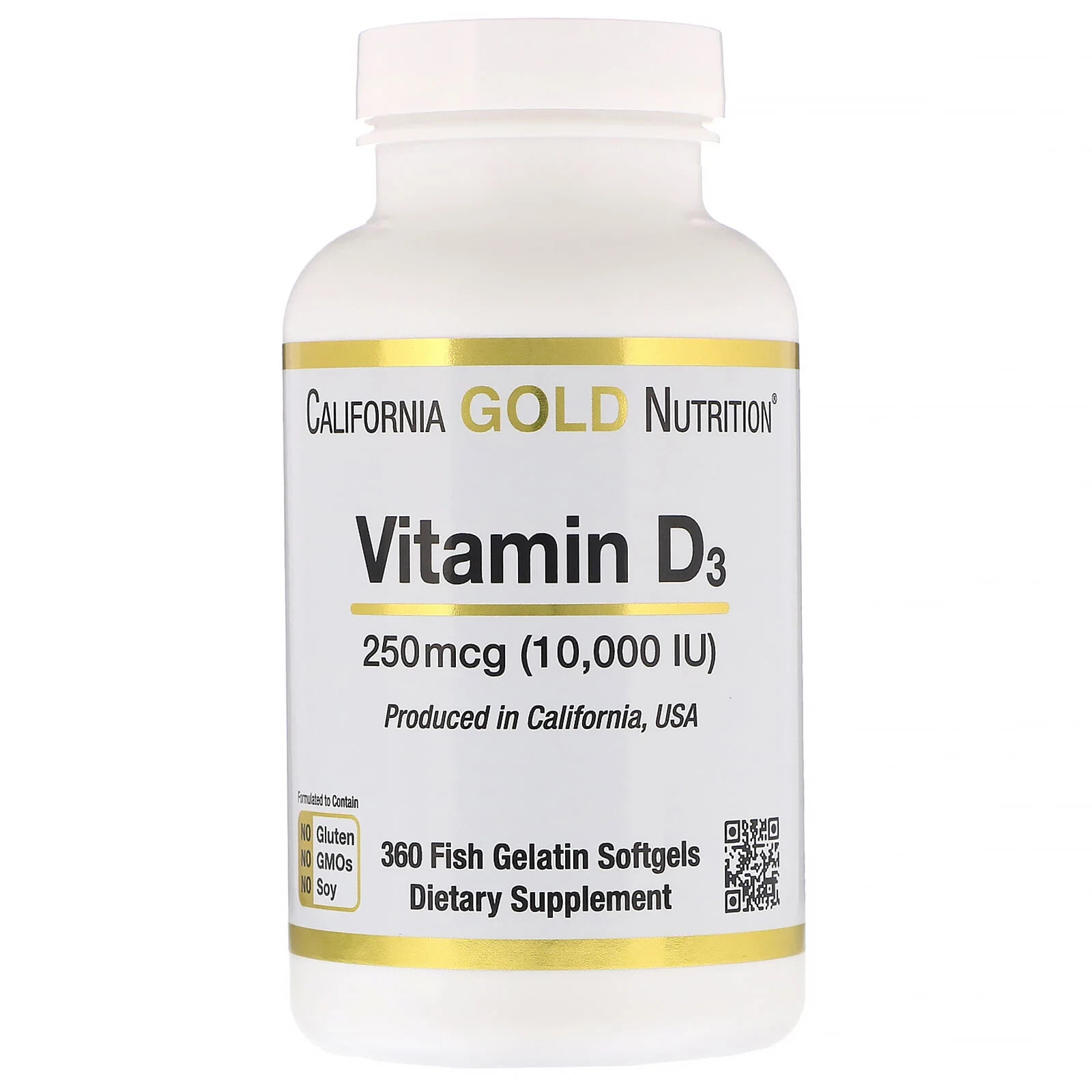 California Gold Nutrition, витамин D3, 50 мкг (2000 МЕ), 90 рыбно-желатиновых капсул