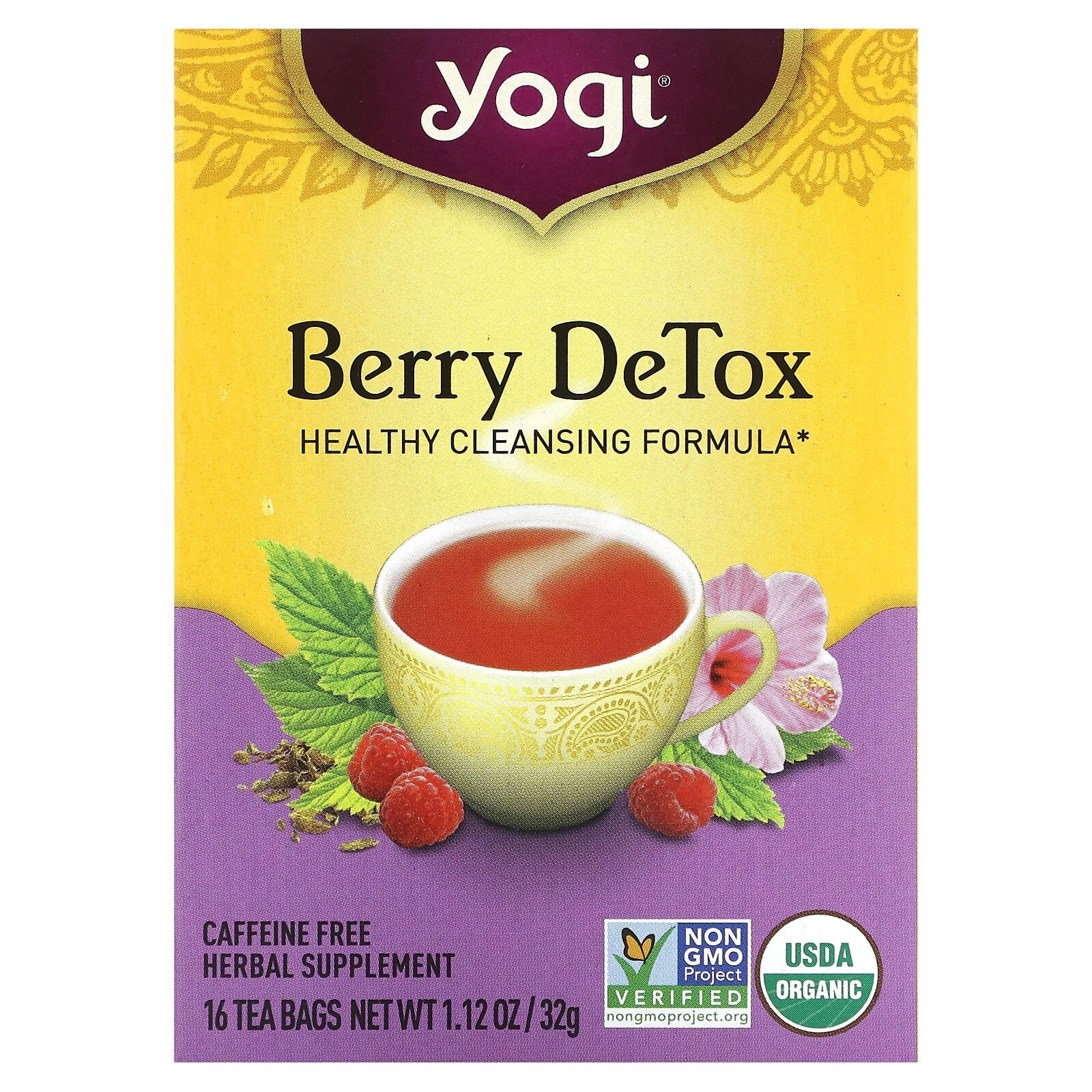 Yogi Tea, Skin DeTox, успокаивающий чай с розой и гибискусом, 16 чайных пакетиков, 32 г (1,12 унции)