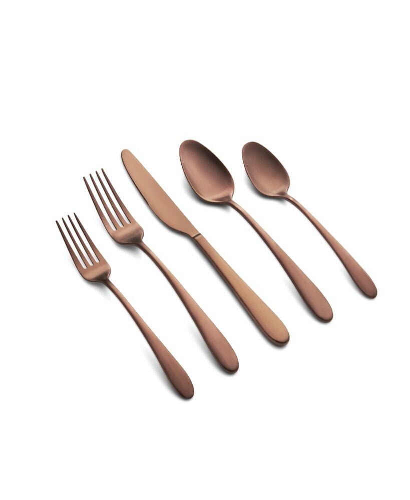 Cambridge Silversmiths poet Copper Satin 20 Piece 18/10 Stainless Steel Flatware Set, Service for 4