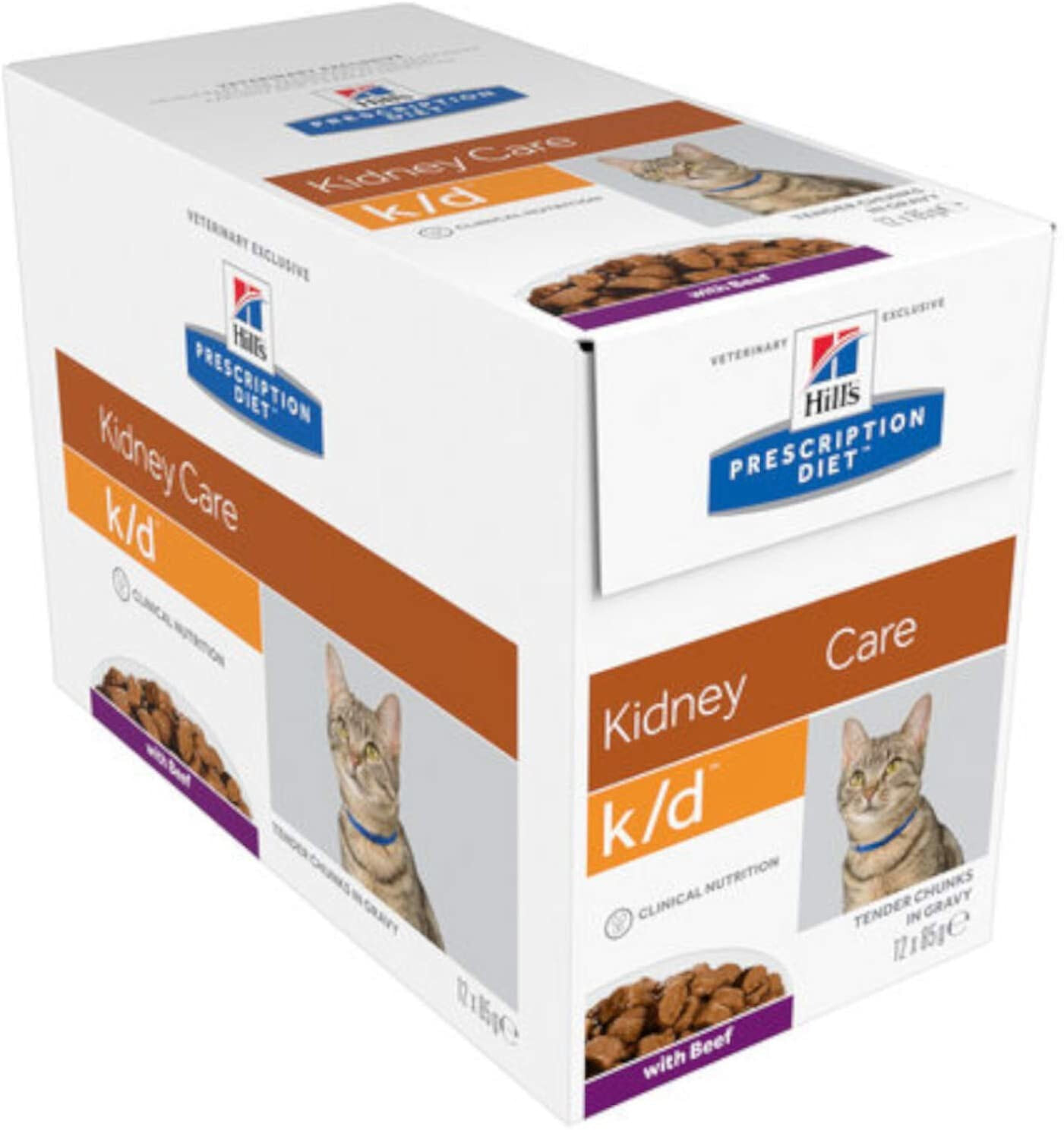 Влажный корм для кошек Hill's, Prescription Diet Feline Kidney Care K/D,  кусочки в соусе, для взрослых с заболеваниями почек, 12 x  85 г