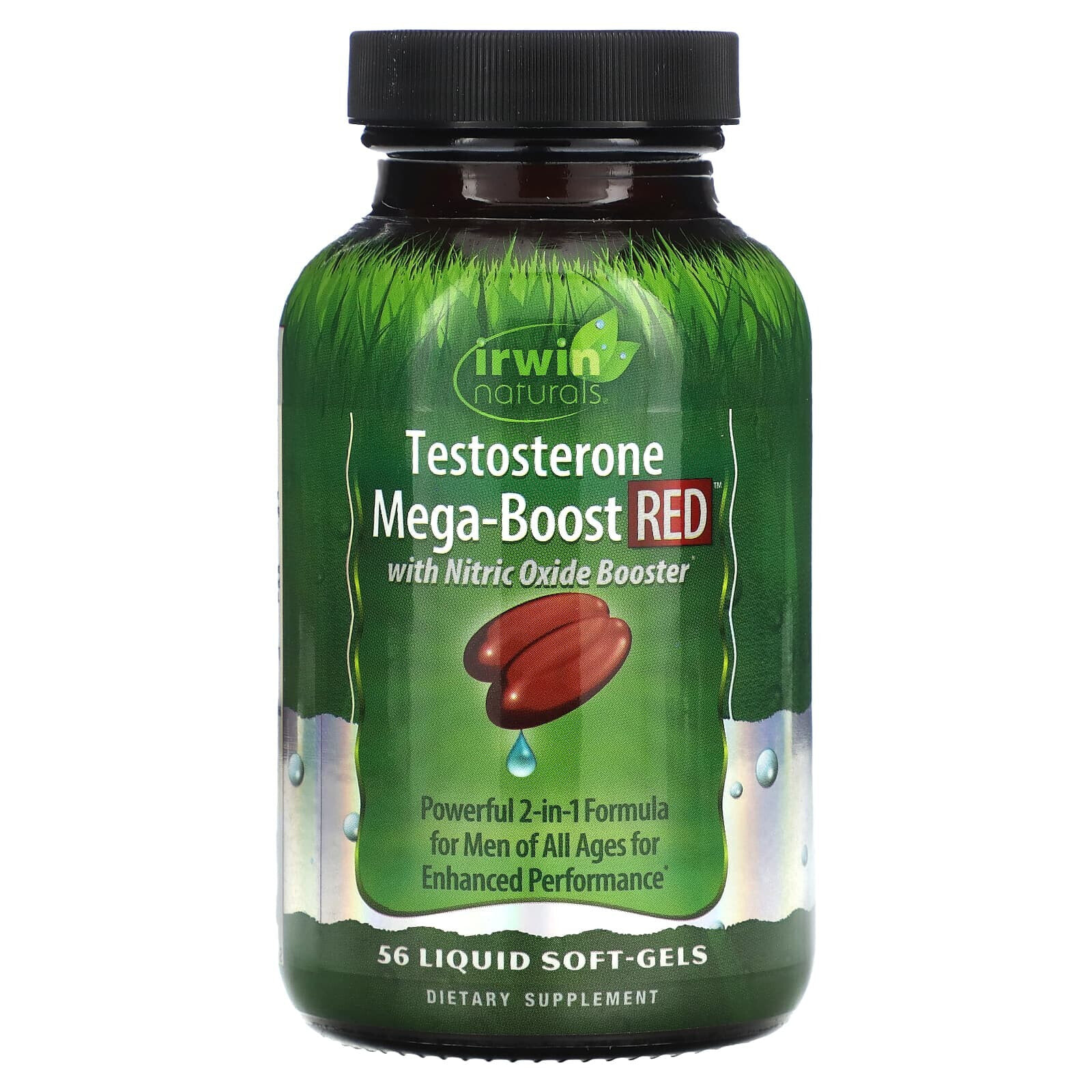 Irwin Naturals, Testosterone Mega-Boost RED, повышение уровня тестостерона, 68 капсул с жидкостью