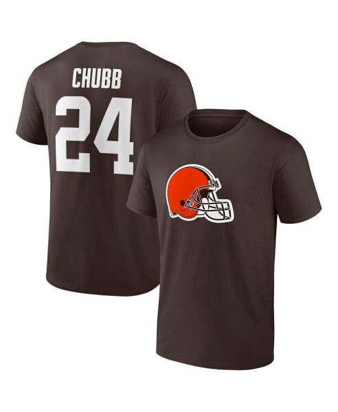 Men's Nick Chubb Brown Cleveland Browns Player Icon Name and Number T-shirt