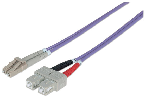 Intellinet Fiber Optic Patch Cable - OM4 - LC/SC - 1m - Violet - Duplex - Multimode - 50/125 µm - LSZH - Fibre - Lifetime Warranty - Polybag - 1 m - OM4 - LC - SC