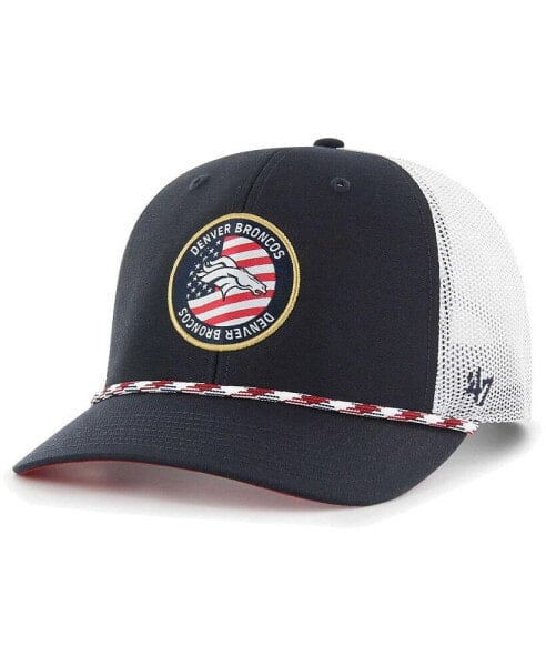 Men's Navy, White Denver Broncos Union Patch Trucker Adjustable Hat