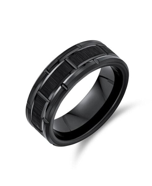 Men's Mechanic Car Racer Wide Tread Tire Band Ring For Men For Bikers Matte Black Titanium 8MM