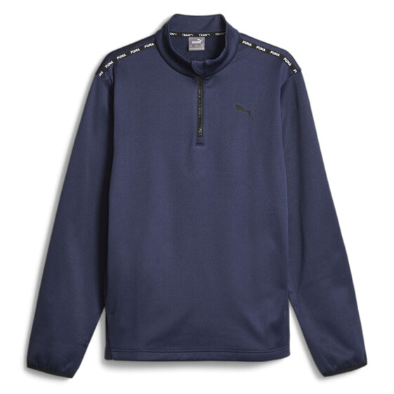 Puma Fit Pwrfleece Quarter Zip Jacket Mens Blue Casual Athletic Outerwear 523838
