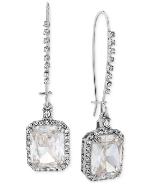 Silver-Tone Crystal and Pavé Square Drop Earrings