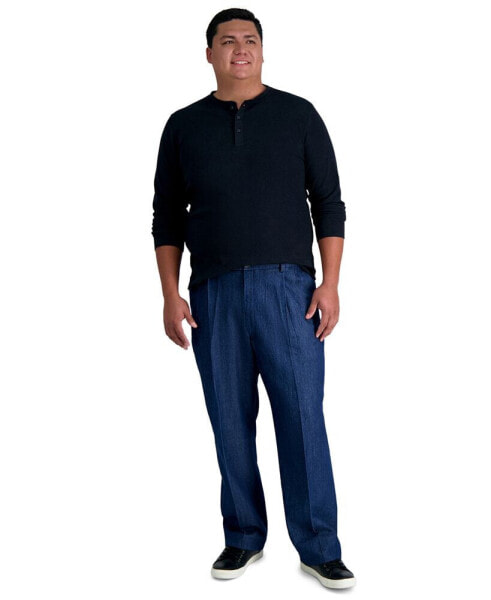 Men's Big & Tall Stretch Denim Classic-Fit Pleated Pants