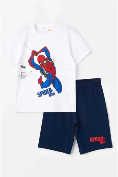 LCW Kids Bisiklet Yaka Spiderman Baskılı Kısa Kollu Erkek Çocuk Şortlu Pijama Takımı