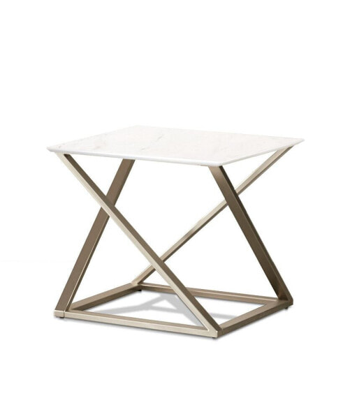 Steve Silver Zurich 24" Square Faux Marble and Matte Chrome End Table