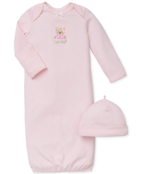 Baby Girls Sweet Bear Hat and Gown, 2 Piece Set
