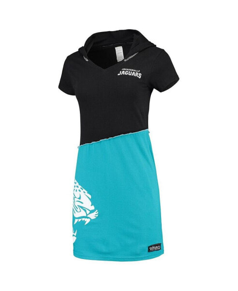 Women's Black, Teal Jacksonville Jaguars Hooded Mini Dress