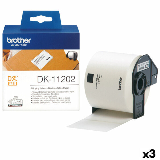 Этикетки для принтера Brother DK-11202 Черный/Белый 62 x 100 mm (3 штук)