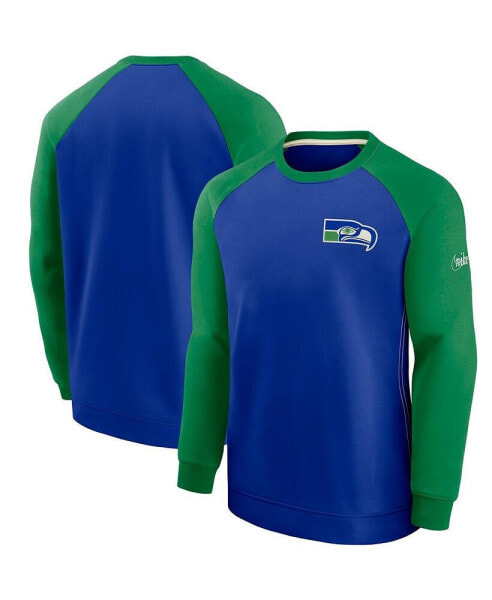 Мужской свитер Nike Seattle Seahawks исторический с регланом в королевском и зеленом цветах