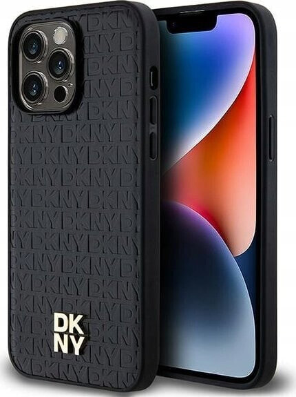 DKNY DKNY DKHMP13LPSHRPSK iPhone 13 Pro / 13 6.1" czarny/black hardcase Leather Pattern Metal Logo MagSafe