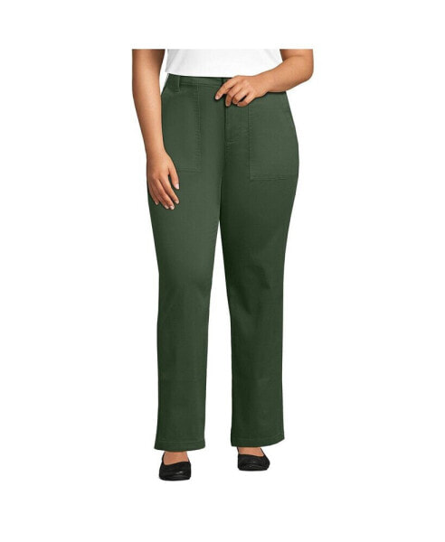 Plus Size High Rise Chino Utility Straight Leg Pants