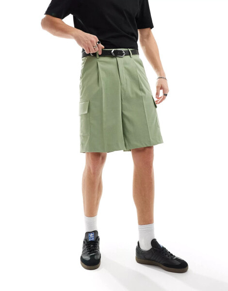 ASOS DESIGN smart cargo shorts in khaki