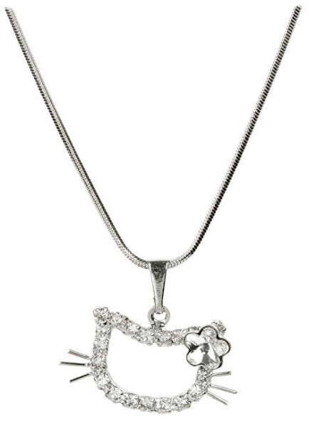 Girl´s necklace Kitten with a Crystal flower