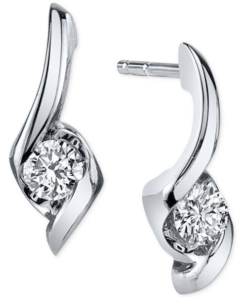 Diamond Twist Drop Earrings (1/5 ct. t.w.) in 14k White Gold