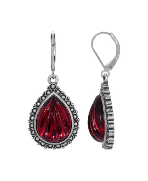 Glass Silver-Tone Teardrop Earrings