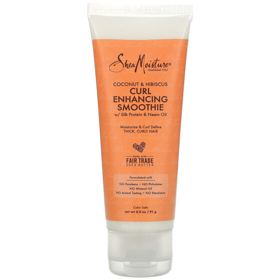 Средство для укладки SheaMoisture Curl Enhancing Smoothie с шелковым протеином и маслом ним, кокос и гибискус, 91 г