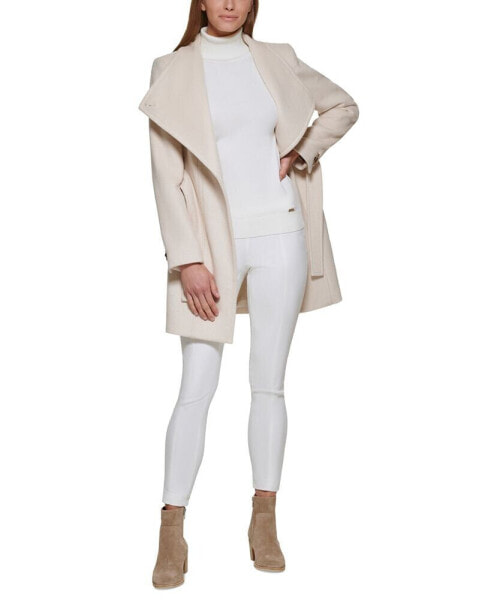 Womens Asymmetrical Belted Wrap Coat, Created for Macys