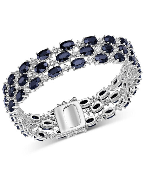 Sapphire (34-1/20 ct. t.w.) & White Topaz (2-3/8 ct. t.w.) Multirow Bracelet in Sterling Silver