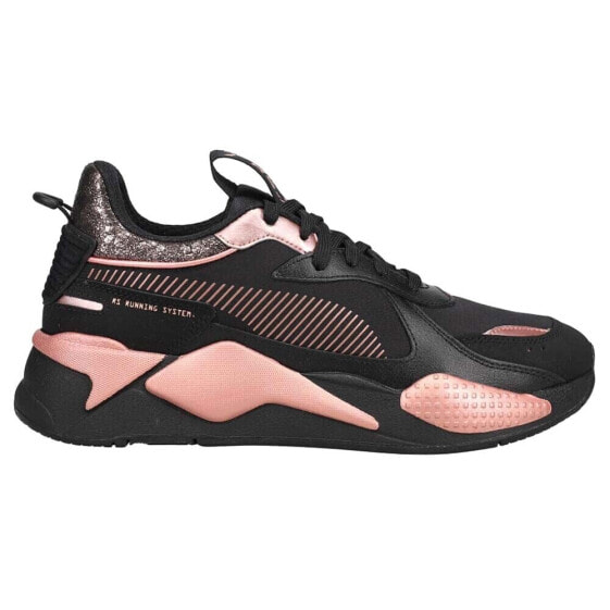 Puma RsX Black Rose Lace Up Womens Black Sneakers Casual Shoes 38540601