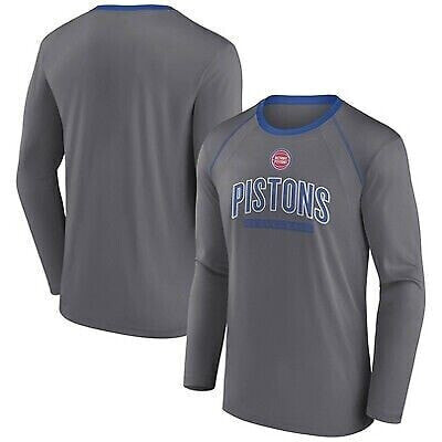 NBA Detroit Pistons Men's Long Sleeve Gray Pick and Roll Poly Performance