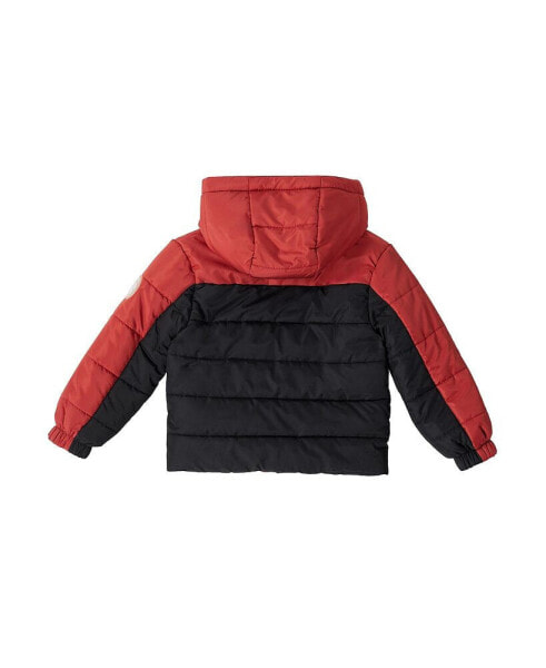 Baby Boys Colorblock Fleece Lined Puffer Coat with Hood