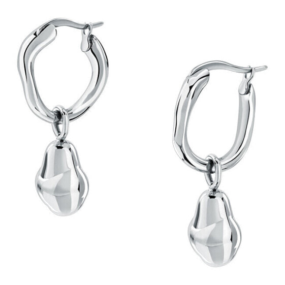 Round earrings 2 in 1 made of steel T-Design TJAXA16