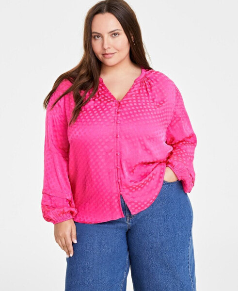 Trendy Plus Size Long-Sleeve Pintuck Blouse, Created for Macy's