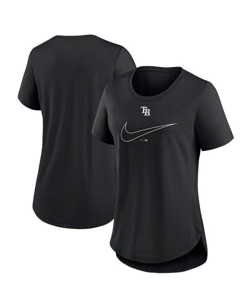 Women's Black Tampa Bay Rays Big Swoosh Tri-Blend Scoop Neck T-shirt