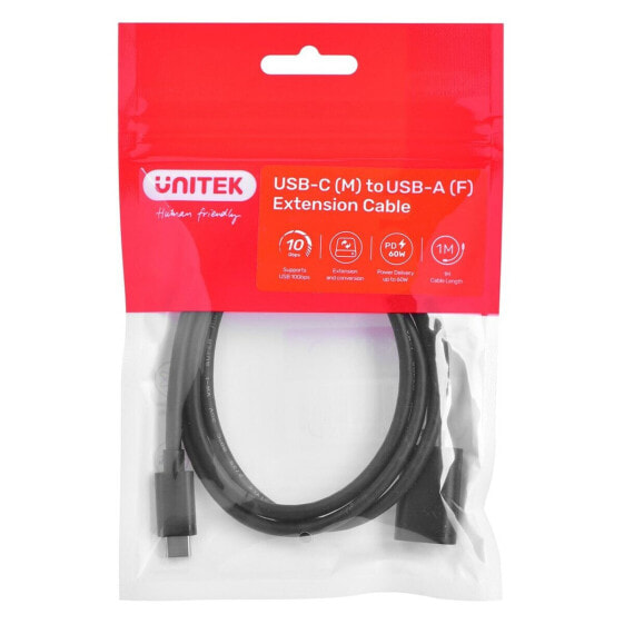 Универсальный кабель USB-C-USB Unitek C476BK-1M 1 м 60 Вт Чёрный