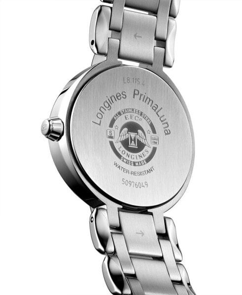 Women's Swiss PrimaLuna Moon Phase Stainless Steel Bracelet Watch 31mm