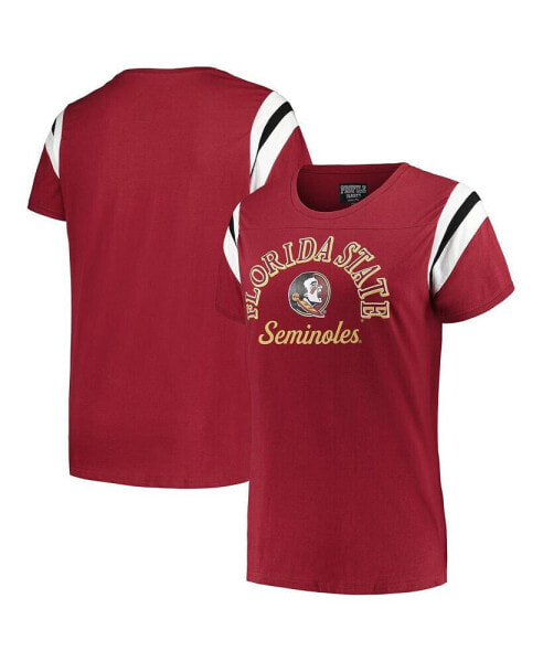 Women's Garnet Florida State Seminoles Plus Size Striped Tailgate Crew Neck T-shirt